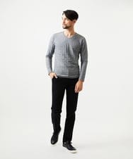 MNKDF50150 MICHEL KLEIN HOMME(ミッシェルクラン オム) チドリ柄Vネックカットソー ダークグレー