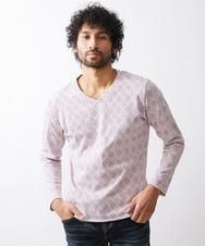 MNKDX01150 MICHEL KLEIN HOMME(ミッシェルクラン オム) 《日本製》ダイヤ柄カットソー ピンク