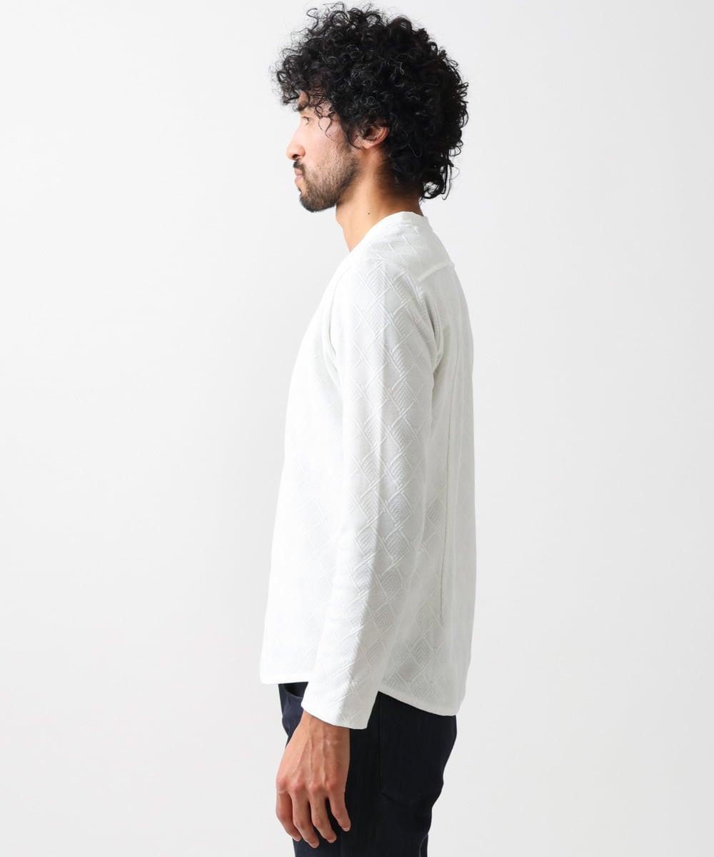 MNKDX01150 MICHEL KLEIN HOMME(ミッシェルクラン オム) 《日本製》ダイヤ柄カットソー ホワイト(90)