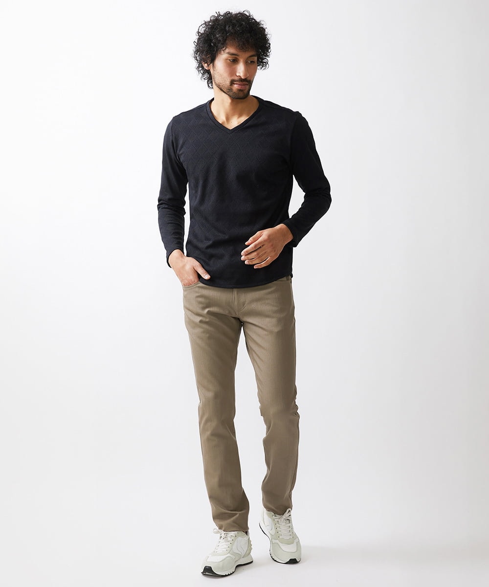 MNKDX01150 MICHEL KLEIN HOMME(ミッシェルクラン オム) 《日本製》ダイヤ柄カットソー ブラック(94)
