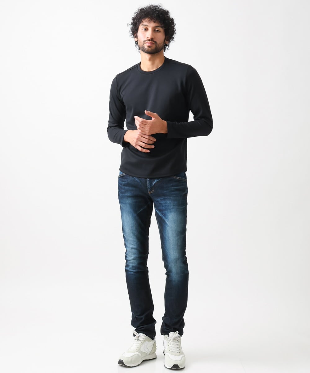 MNKDX62130 MICHEL KLEIN HOMME(ミッシェルクラン オム) ダブルフェイスクルーネックカットソー ブラック(94)