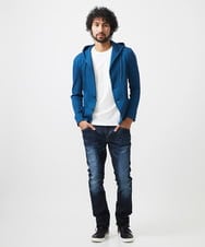 MNKGC31270 MICHEL KLEIN HOMME(ミッシェルクラン オム) プリーツフードジャケット ブルー