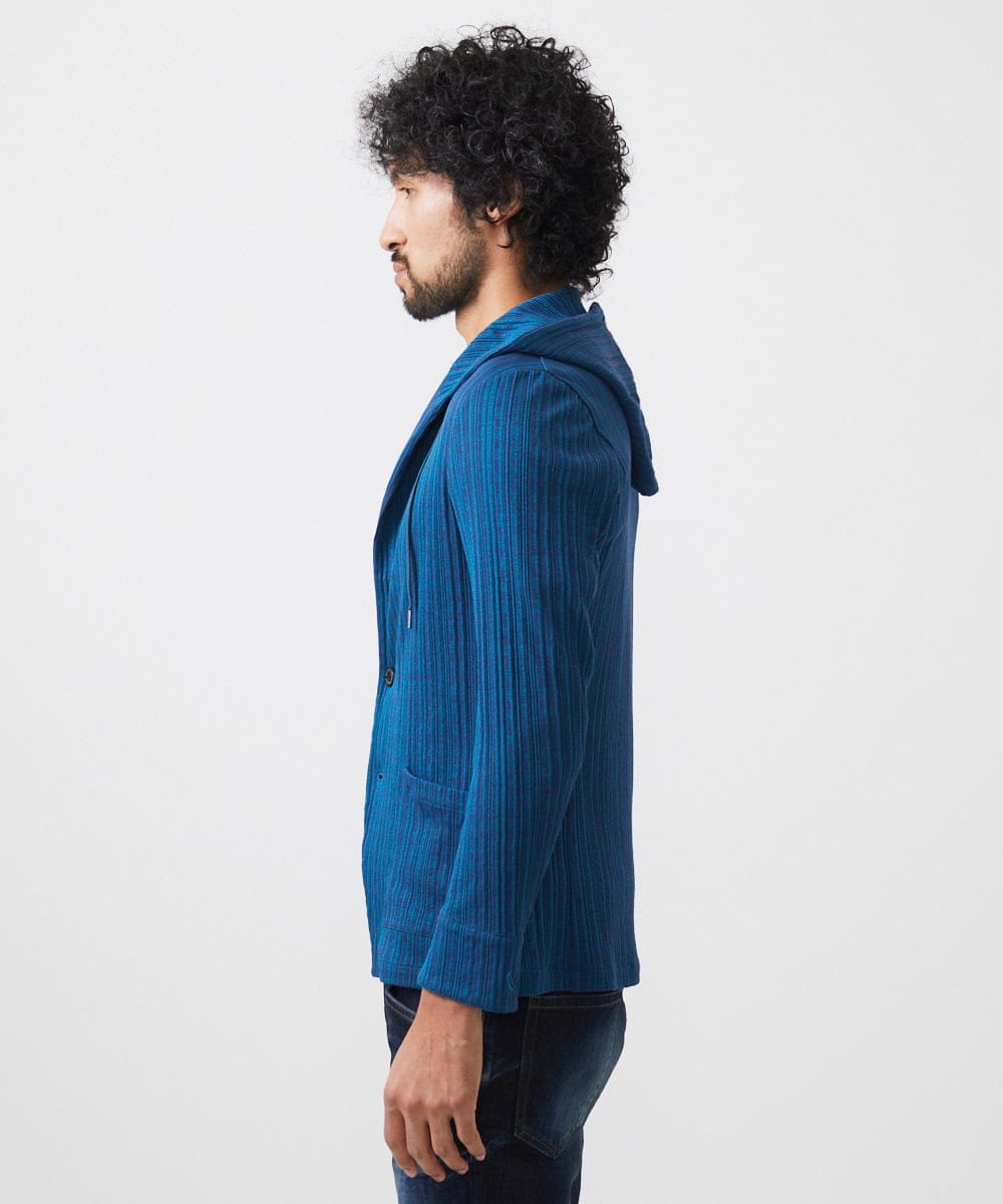 MNKGC31270 MICHEL KLEIN HOMME(ミッシェルクラン オム) プリーツフードジャケット ブルー