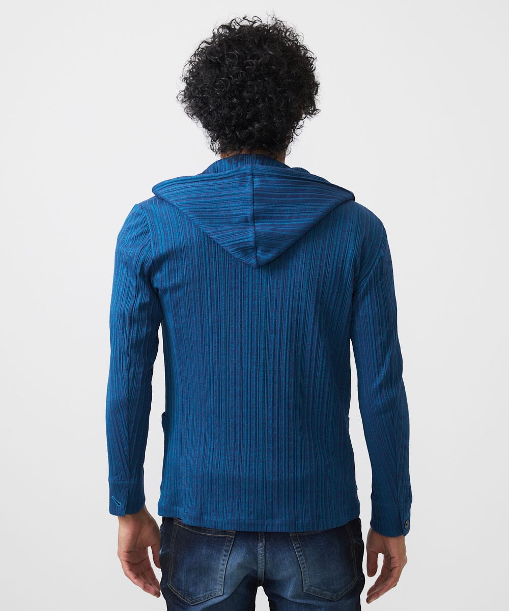 MNKGC31270 MICHEL KLEIN HOMME(ミッシェルクラン オム) プリーツフードジャケット ブルー