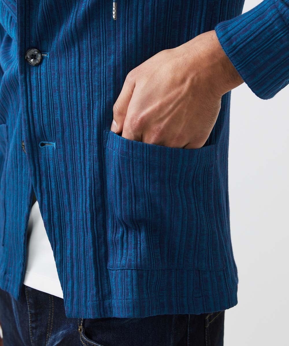 MNKGC31270 MICHEL KLEIN HOMME(ミッシェルクラン オム) プリーツフードジャケット ブルー