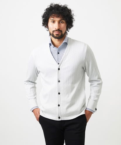 MICHEL KLEIN HOMME(ミッシェルクランオム) 【WEB限定】プリーツYカーディガン ライトグレー/灰 46