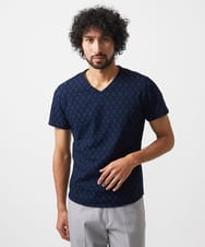 MNKGC50130 MICHEL KLEIN HOMME(ミッシェルクラン オム) 《日本製》リンクスVネック半袖カットソー ネイビー