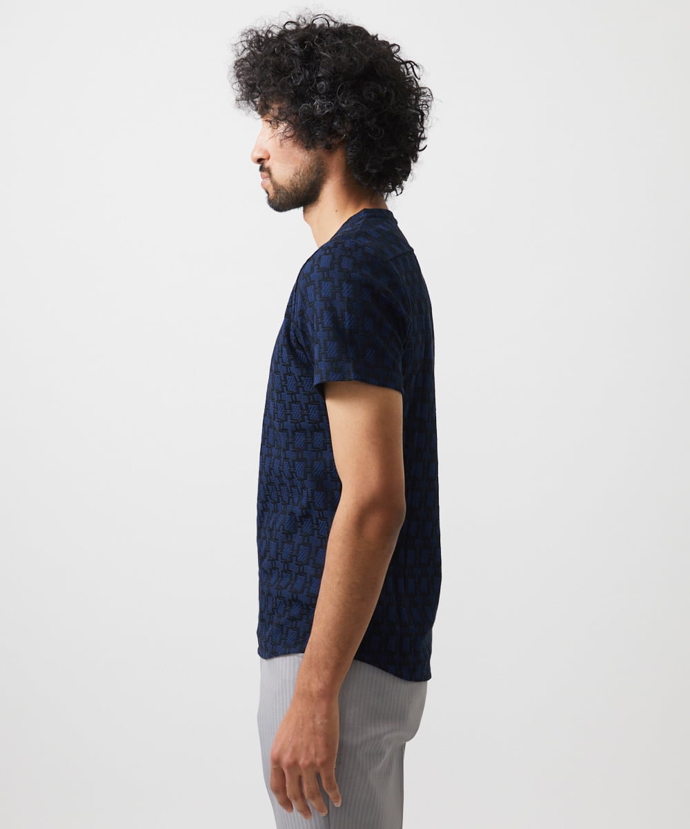 MNKGC50130 MICHEL KLEIN HOMME(ミッシェルクラン オム) 《日本製》リンクスVネック半袖カットソー ネイビー