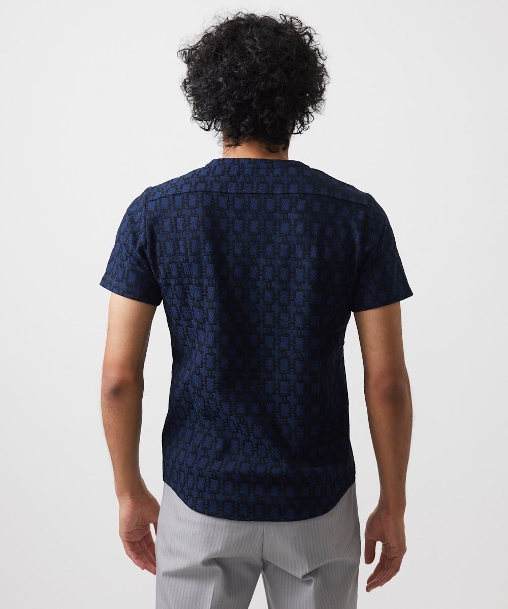 MNKGC50130 MICHEL KLEIN HOMME(ミッシェルクラン オム) 《日本製》リンクスVネック半袖カットソー ネイビー