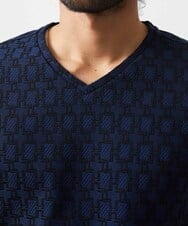 MNKGC50130 MICHEL KLEIN HOMME(ミッシェルクラン オム) 《日本製》リンクスVネック半袖カットソー ネイビー