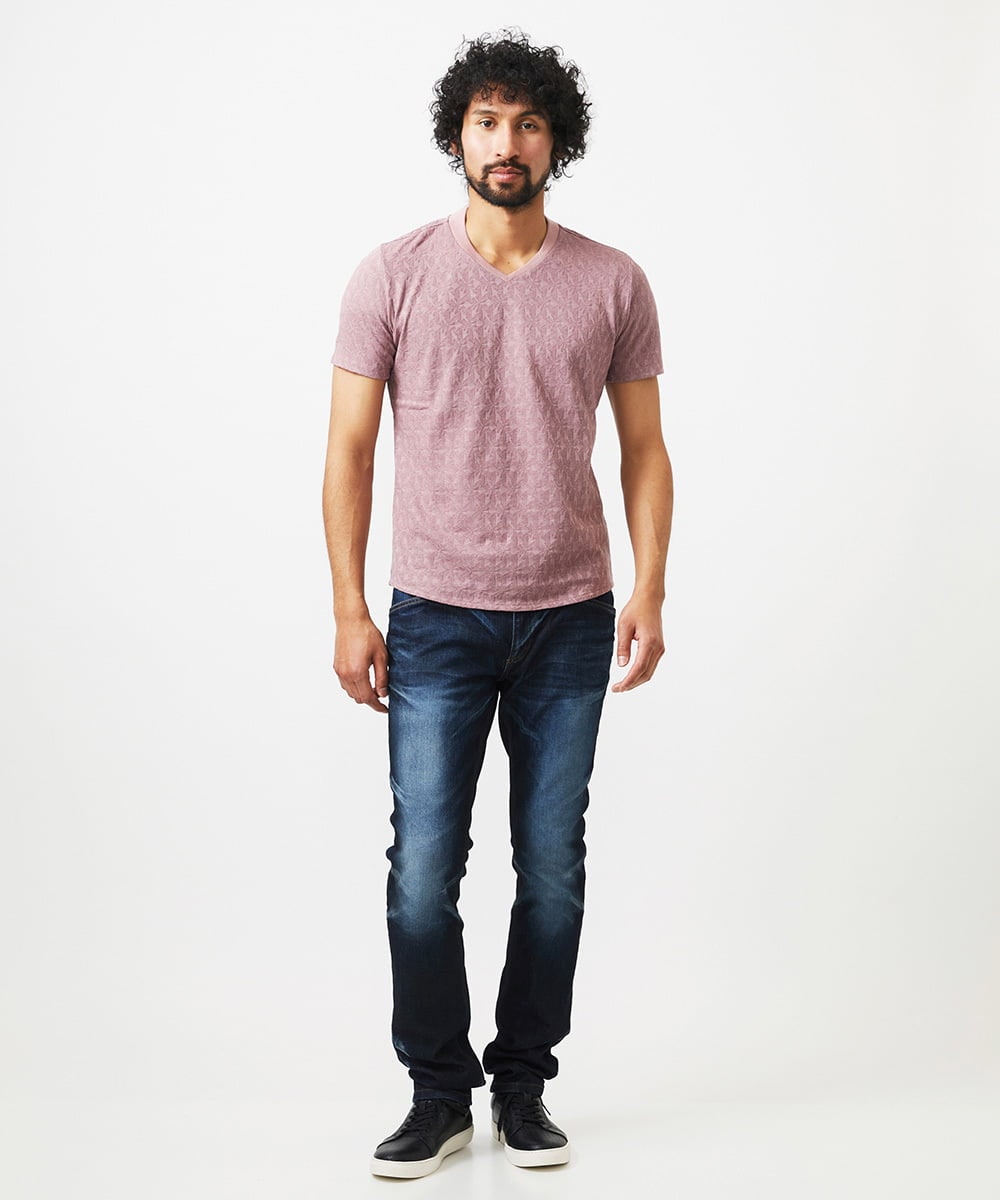 MNKGC51140 MICHEL KLEIN HOMME(ミッシェルクラン オム) 《日本製》リンクスVネック半袖カットソー レッド