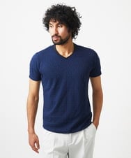 MNKGC51140 MICHEL KLEIN HOMME(ミッシェルクラン オム) 《日本製》リンクスVネック半袖カットソー ネイビー