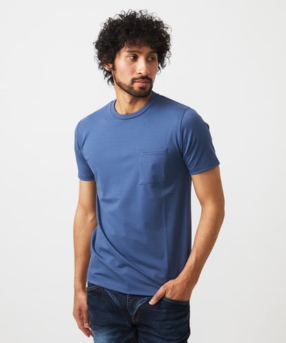MNKGC53150 MICHEL KLEIN HOMME 《日本製》胸ポケット付きクルーネック半袖カットソー