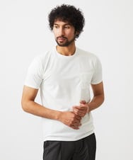 MNKGC53150 MICHEL KLEIN HOMME(ミッシェルクラン オム) 《日本製》胸ポケット付きクルーネック半袖カットソー ホワイト