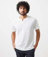 MNKGC54150 MICHEL KLEIN HOMME(ミッシェルクラン オム) 《日本製》キーネック半袖カットソー ホワイト