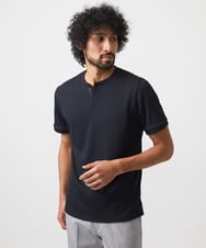MNKGC54150 MICHEL KLEIN HOMME(ミッシェルクラン オム) 《日本製》キーネック半袖カットソー ブラック