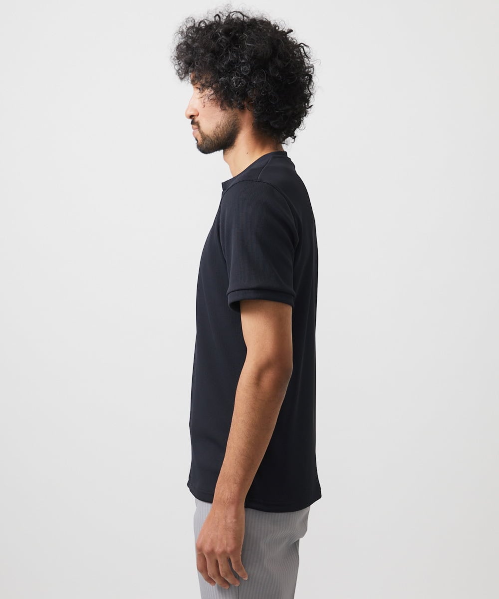 MNKGC54150 MICHEL KLEIN HOMME(ミッシェルクラン オム) 《日本製》キーネック半袖カットソー ブラック