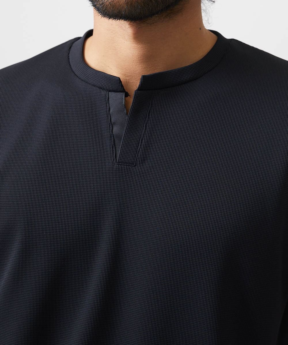 MNKGC54150 MICHEL KLEIN HOMME(ミッシェルクラン オム) 《日本製》キーネック半袖カットソー ブラック