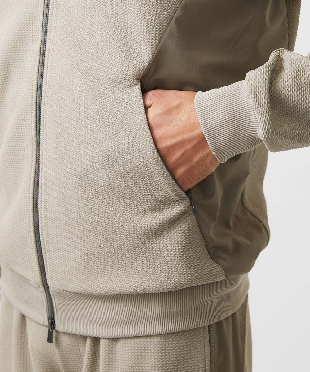 MNKGC58300 MICHEL KLEIN HOMME(ミッシェルクラン オム) ダブルフェイスZIPパーカー セットアップ オフホワイト