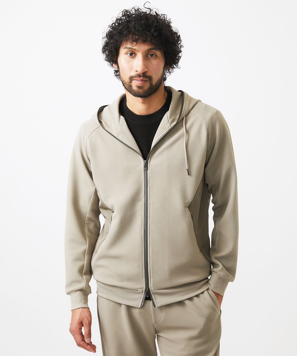MNKGC58300 MICHEL KLEIN HOMME(ミッシェルクラン オム) ダブルフェイスZIPパーカー セットアップ オフホワイト
