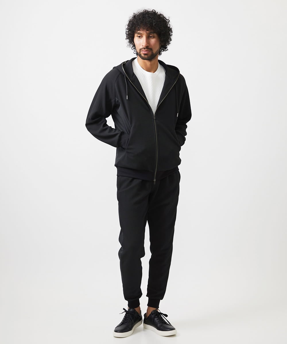 MNKGC58300 MICHEL KLEIN HOMME(ミッシェルクラン オム) ダブルフェイスZIPパーカー セットアップ ブラック