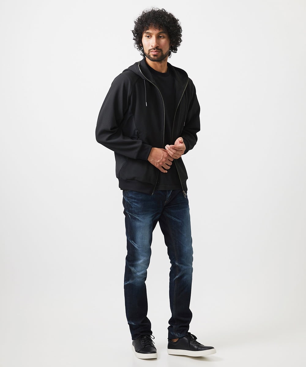 MNKGC58300 MICHEL KLEIN HOMME(ミッシェルクラン オム) ダブルフェイスZIPパーカー セットアップ ブラック