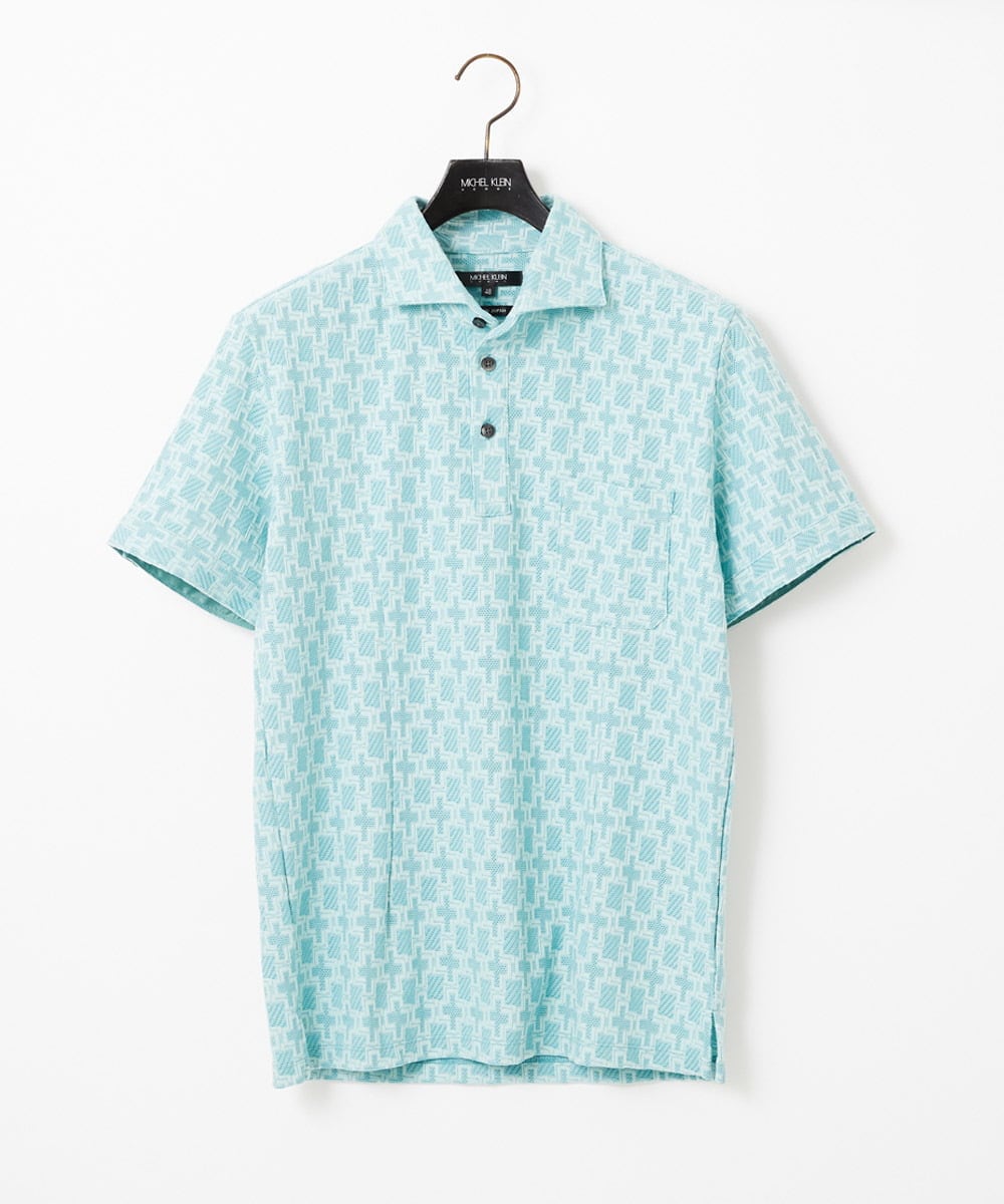 MNKGC60170 MICHEL KLEIN HOMME 《日本製》リンクスVネック半袖ポロシャツ
