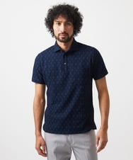 MNKGC60170 MICHEL KLEIN HOMME(ミッシェルクラン オム) 《日本製》リンクスVネック半袖ポロシャツ ネイビー