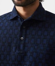 MNKGC60170 MICHEL KLEIN HOMME(ミッシェルクラン オム) 《日本製》リンクスVネック半袖ポロシャツ ネイビー