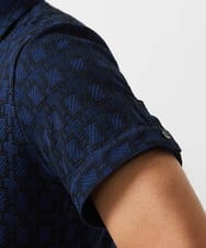 MNKGC60170 MICHEL KLEIN HOMME(ミッシェルクラン オム) 《日本製》リンクスVネック半袖ポロシャツ ネイビー