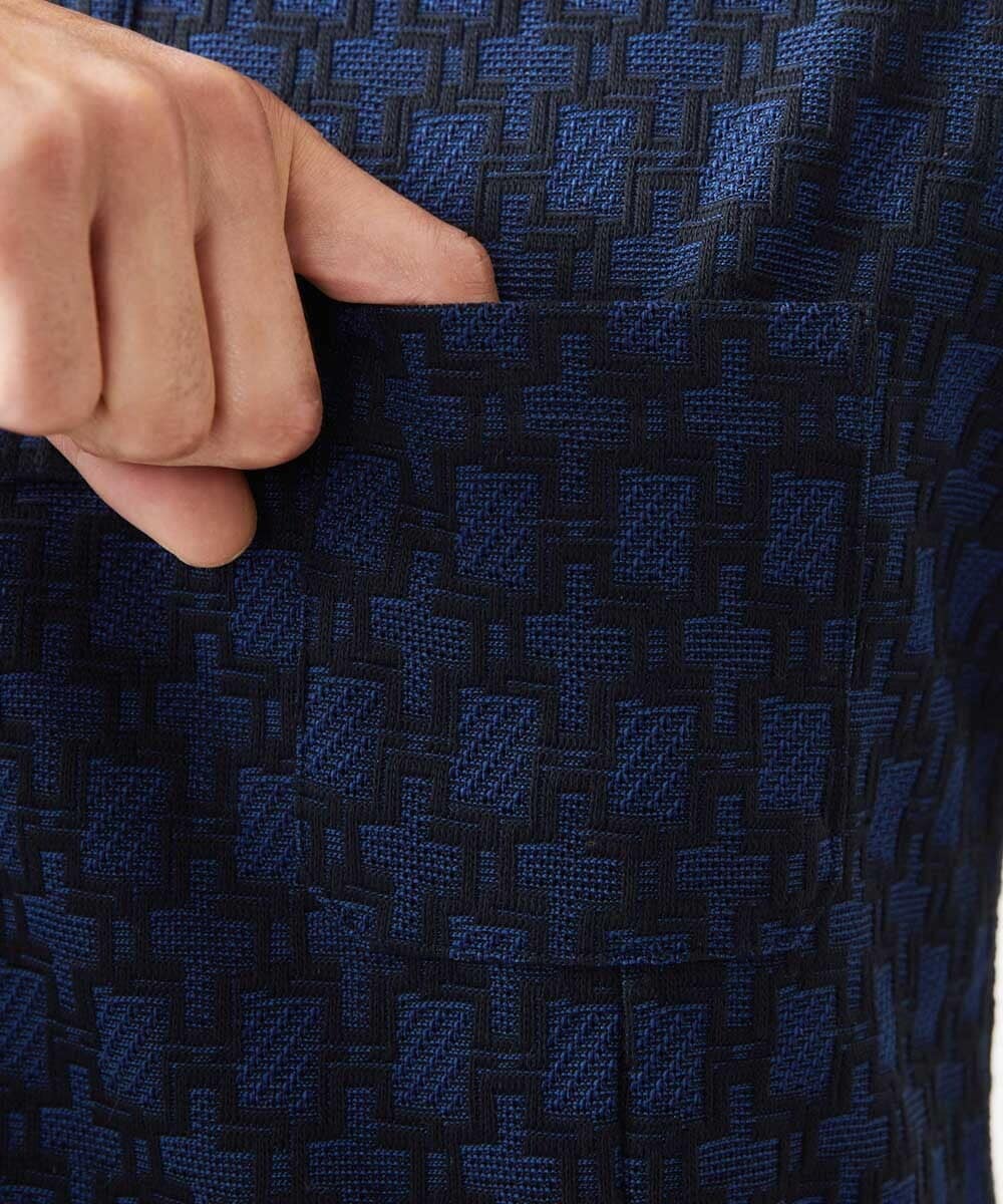 MNKGC60170 MICHEL KLEIN HOMME(ミッシェルクラン オム) 《日本製》リンクスVネック半袖ポロシャツ ネイビー