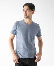 MNKGF54140 MICHEL KLEIN HOMME(ミッシェルクラン オム) アーガイル柄Vネック半袖カットソー ライトブルー