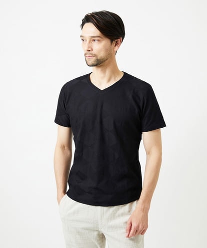 MNKGF54140 MICHEL KLEIN HOMME アーガイル柄Vネック半袖カットソー