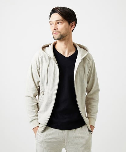MNKGF58330 MICHEL KLEIN HOMME 【セットアップ】ジャカードジップアップパーカー