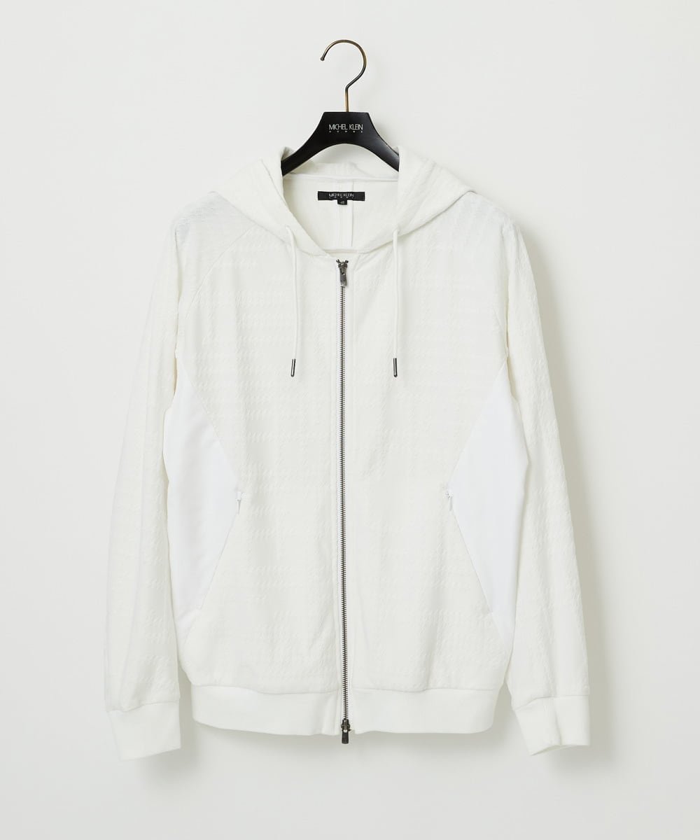 MNKGF58330 MICHEL KLEIN HOMME(ミッシェルクラン オム) 【セットアップ】ジャカードジップアップパーカー ホワイト