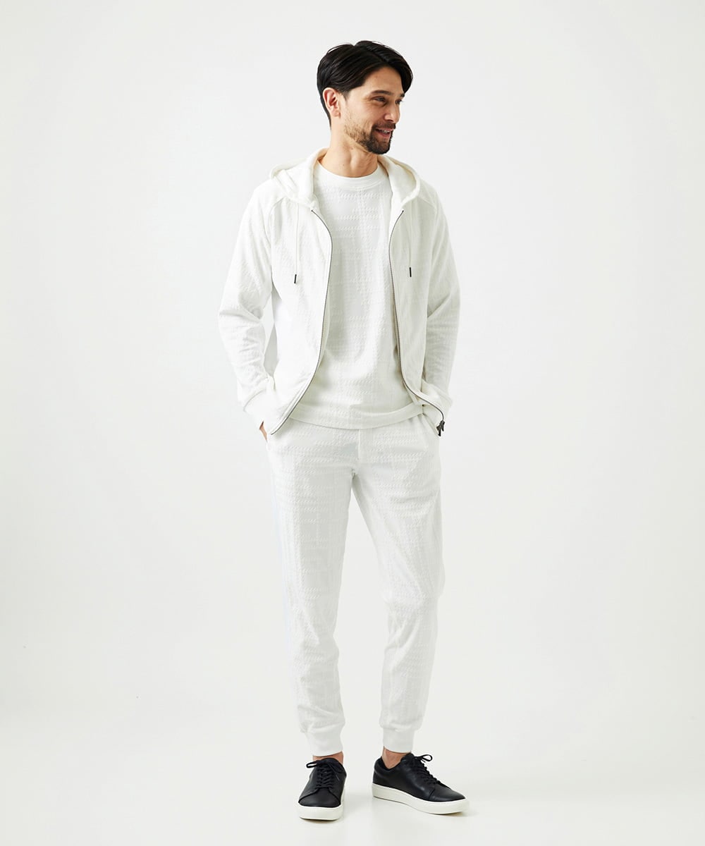 MNKGF58330 MICHEL KLEIN HOMME(ミッシェルクラン オム) 【セットアップ】ジャカードジップアップパーカー ホワイト