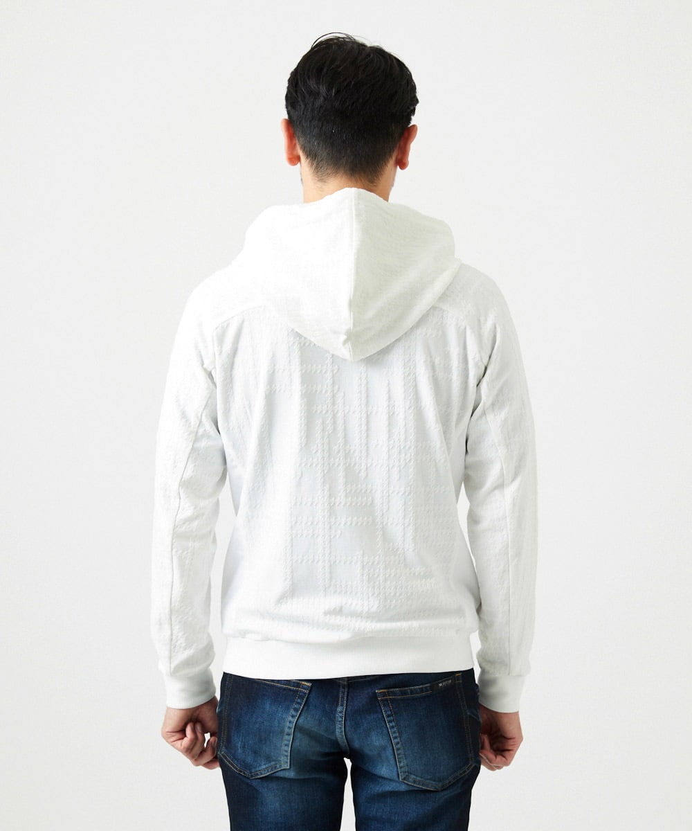 MNKGF58330 MICHEL KLEIN HOMME(ミッシェルクラン オム) 【セットアップ】ジャカードジップアップパーカー ホワイト