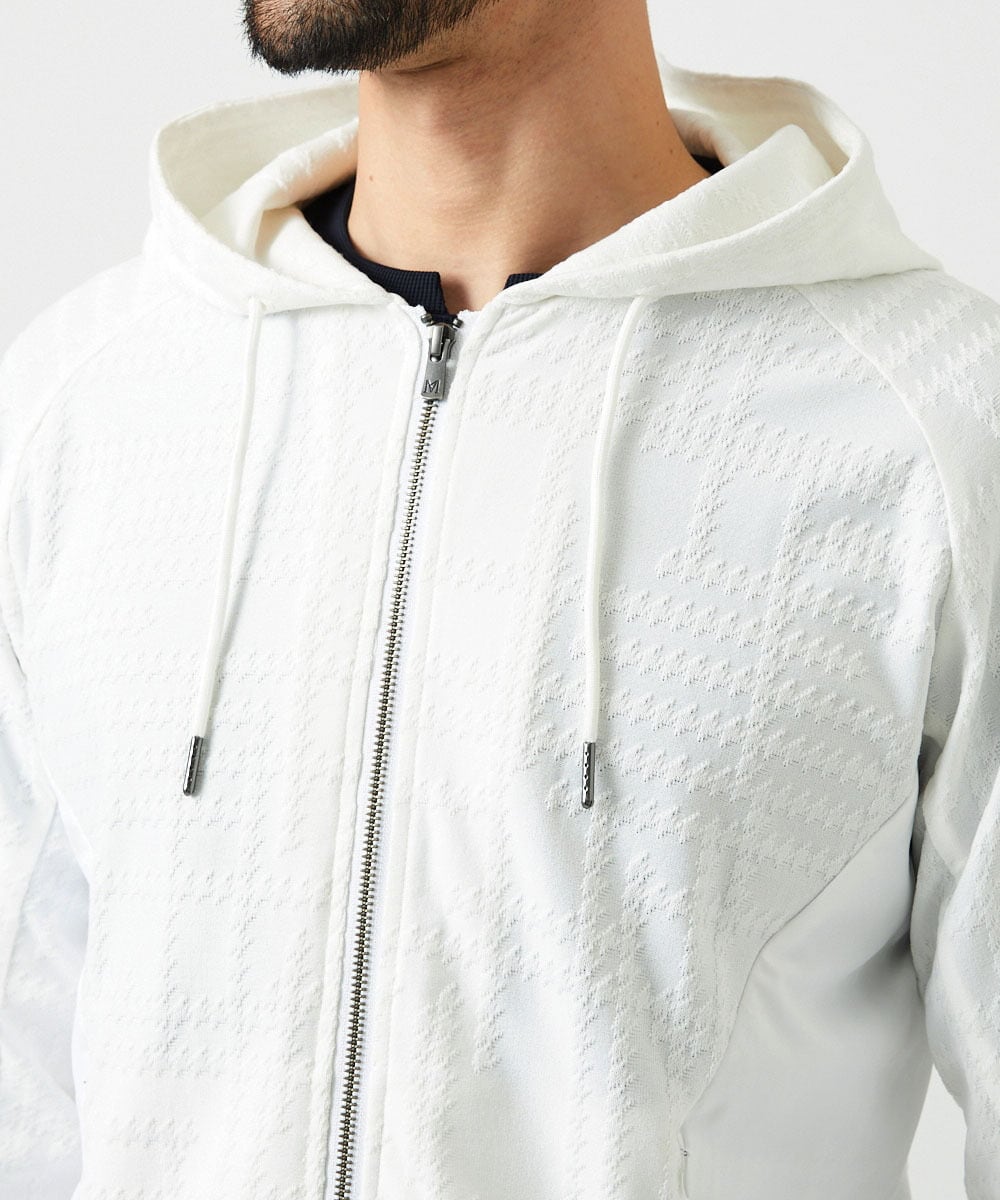 MNKGF58330 MICHEL KLEIN HOMME(ミッシェルクラン オム) 【セットアップ】ジャカードジップアップパーカー ホワイト