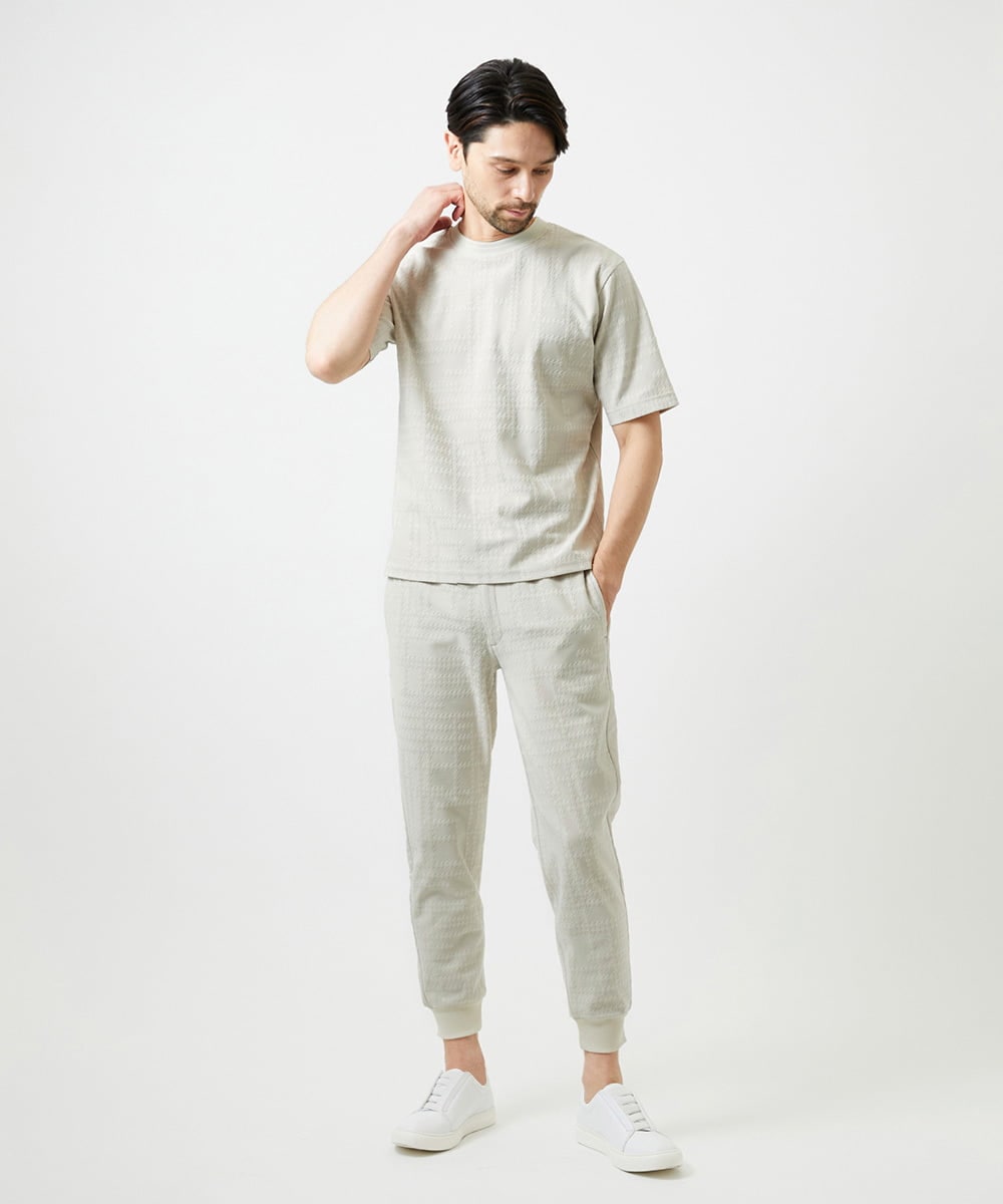 MNKGF59150 MICHEL KLEIN HOMME(ミッシェルクラン オム) 【セットアップ】ジャカードクルーネック半袖カットソー ベージュ