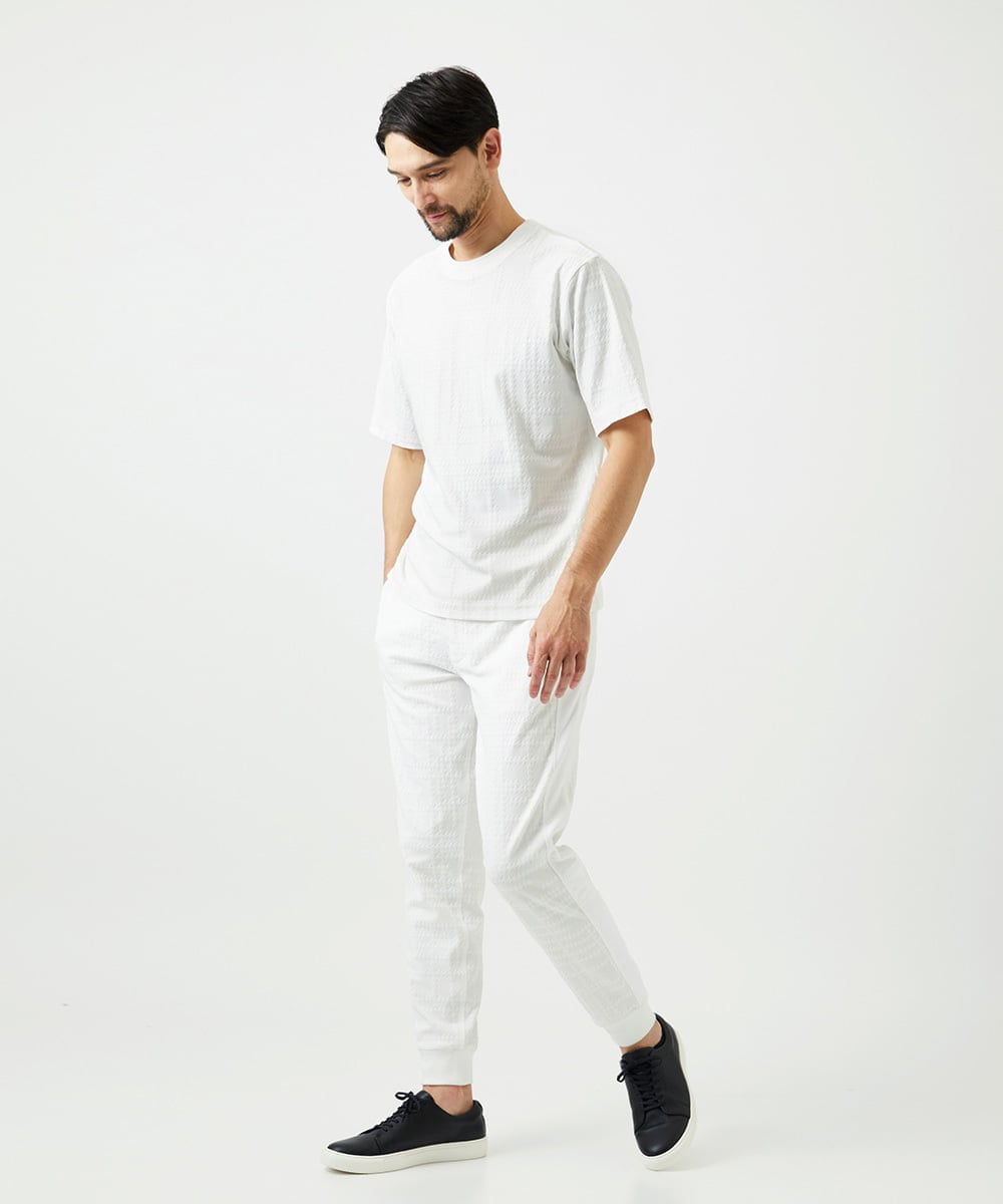 MNKGF59150 MICHEL KLEIN HOMME(ミッシェルクラン オム) 【セットアップ】ジャカードクルーネック半袖カットソー ホワイト