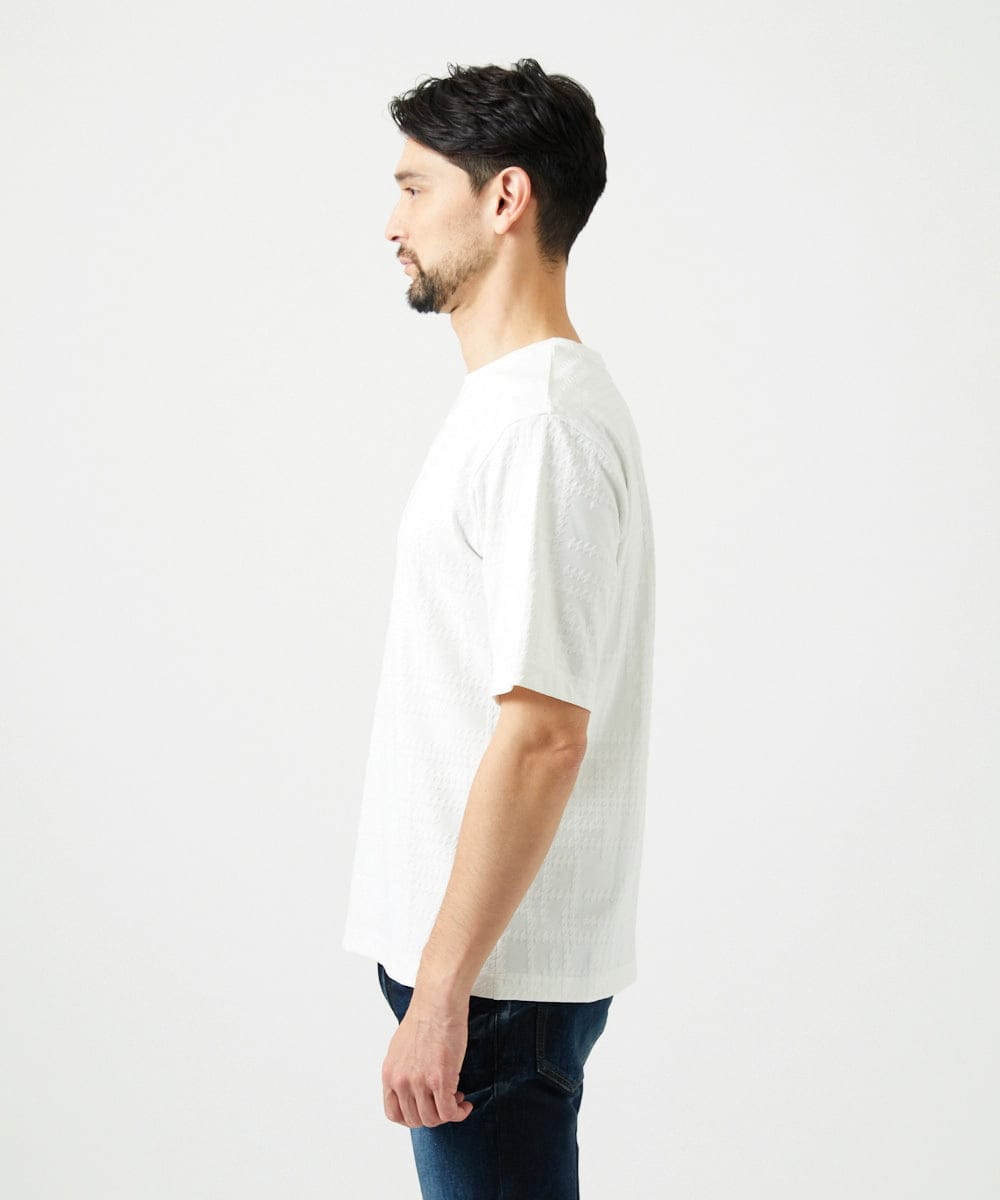 MNKGF59150 MICHEL KLEIN HOMME(ミッシェルクラン オム) 【セットアップ】ジャカードクルーネック半袖カットソー ホワイト