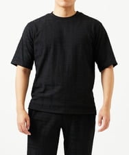 MNKGF59150 MICHEL KLEIN HOMME(ミッシェルクラン オム) 【セットアップ】ジャカードクルーネック半袖カットソー ブラック