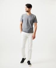 MNKGF60150 MICHEL KLEIN HOMME(ミッシェルクラン オム) 《日本製》千鳥リンクスVネック半袖カットソー ダークグレー