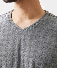 MNKGF60150 MICHEL KLEIN HOMME(ミッシェルクラン オム) 《日本製》千鳥リンクスVネック半袖カットソー ダークグレー