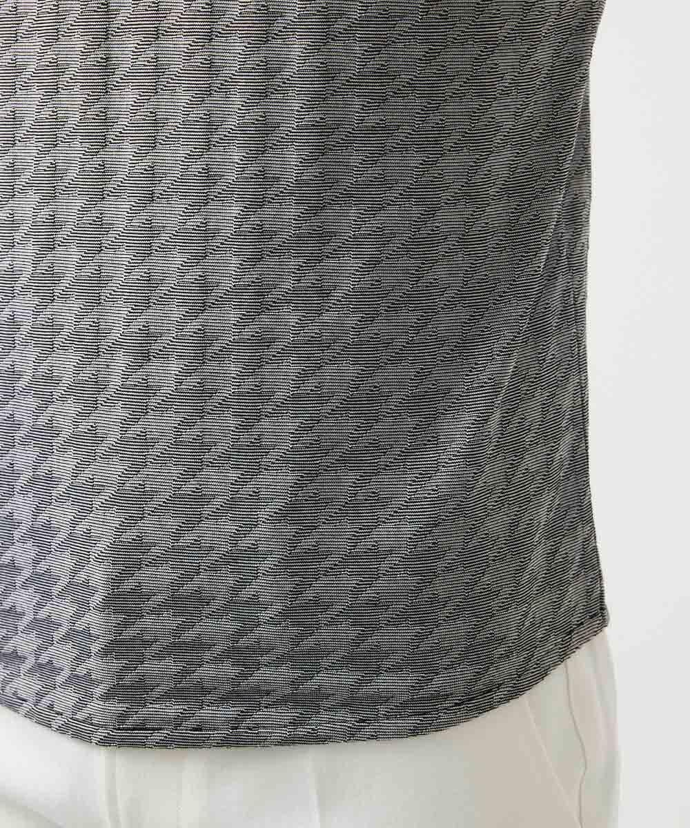 MNKGF60150 MICHEL KLEIN HOMME(ミッシェルクラン オム) 《日本製》千鳥リンクスVネック半袖カットソー ダークグレー