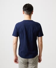 MNKGF61150 MICHEL KLEIN HOMME(ミッシェルクラン オム) 《日本製》スモーク柄クルーネック半袖カットソー ネイビー