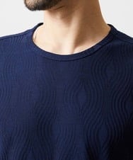 MNKGF61150 MICHEL KLEIN HOMME(ミッシェルクラン オム) 《日本製》スモーク柄クルーネック半袖カットソー ネイビー