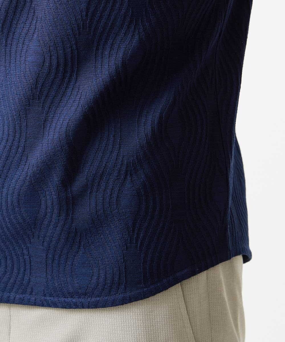 MNKGF61150 MICHEL KLEIN HOMME(ミッシェルクラン オム) 《日本製》スモーク柄クルーネック半袖カットソー ネイビー