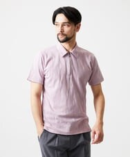 MNKGF62180 MICHEL KLEIN HOMME(ミッシェルクラン オム) 《日本製》スモーク柄ハーフジップ半袖ポロシャツ ピンク