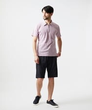 MNKGF62180 MICHEL KLEIN HOMME(ミッシェルクラン オム) 《日本製》スモーク柄ハーフジップ半袖ポロシャツ ピンク